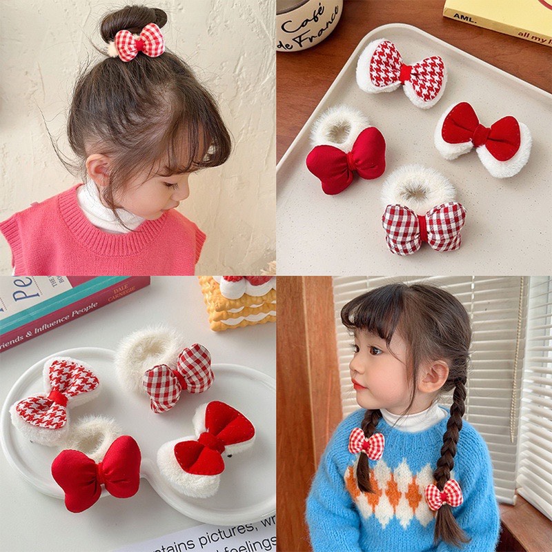 Set of 2 Cute Red Bow Hair Clips