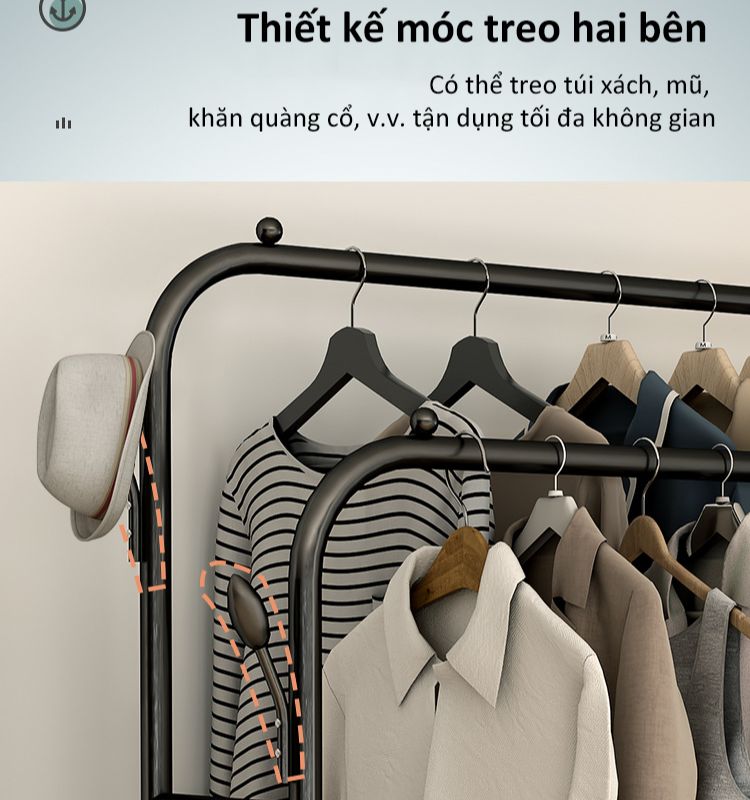 Giàn phơi quần áo đơn giản đặt trong phòng ngủ ngoài ban công có thể gập gọn - 105CM