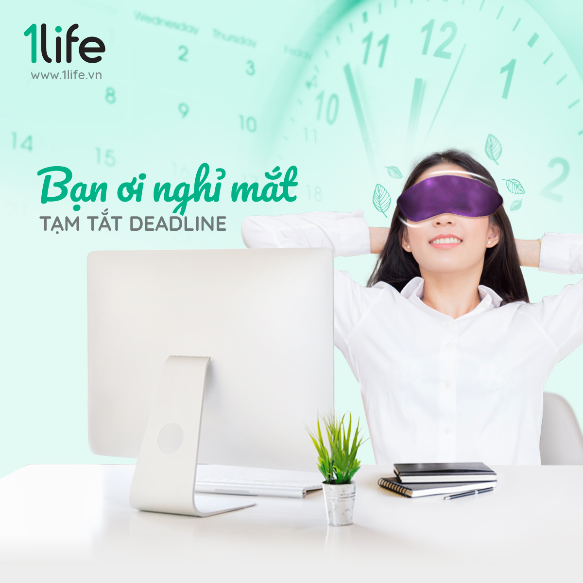 [FOLLOW_Giam10k] Combo Thư Giãn Mắt 1LIFE (2 Túi Thảo Mộc Chườm Mắt Nóng Lạnh) - Hot and cold herbal pack for eyes