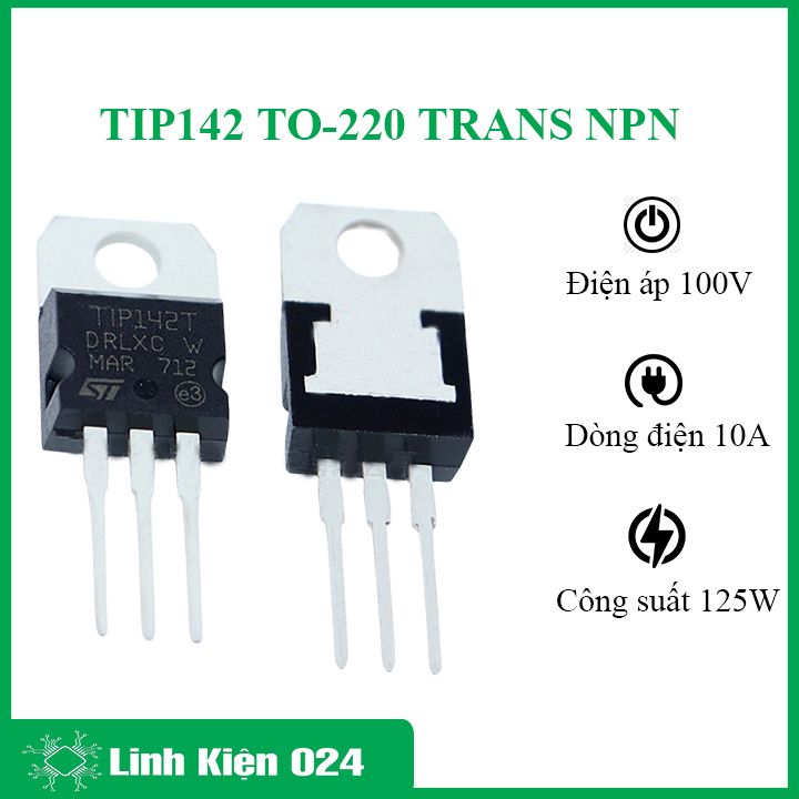 Linh kiện điện tử tip142 to-220 100v 10a trans npn