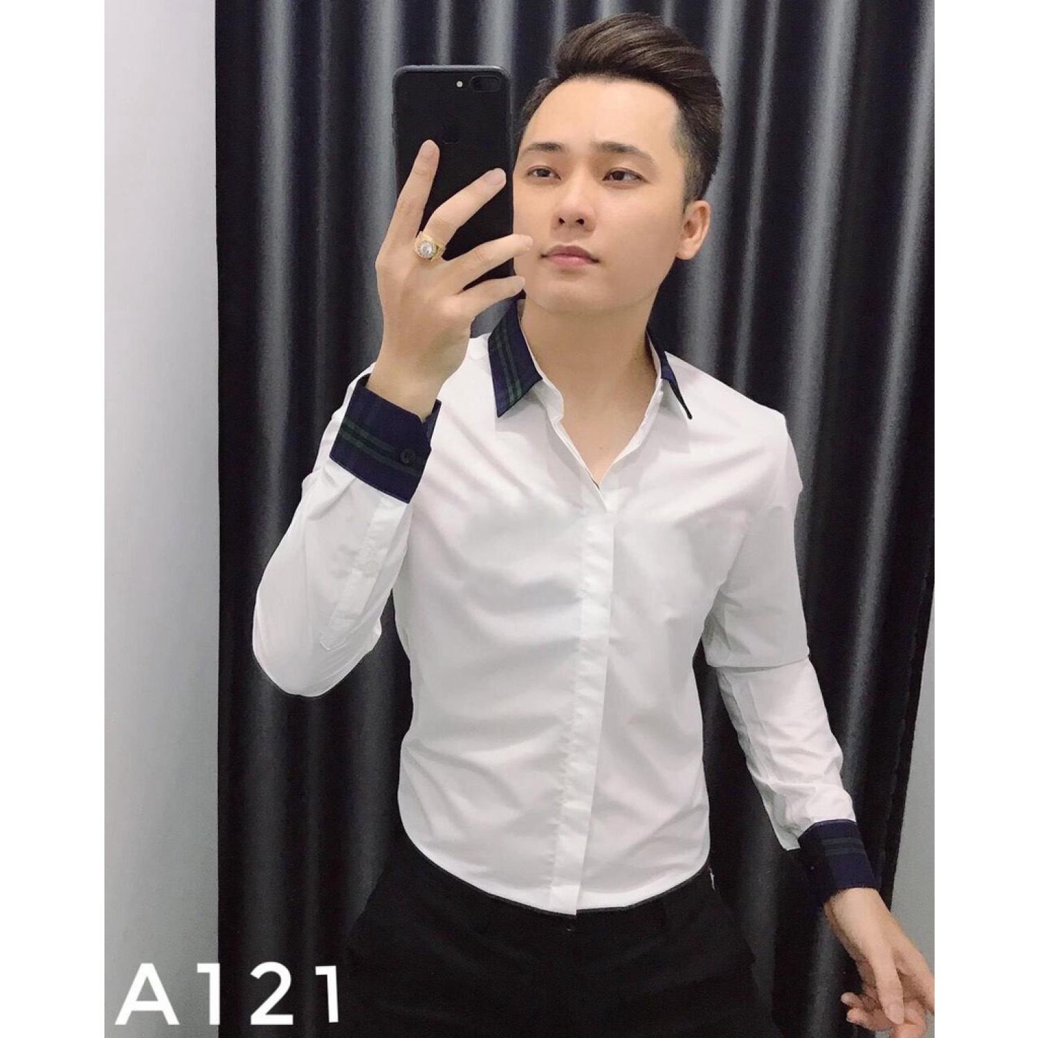 Áo sơ mi nam có cổ cực chất ,sơ mi nam dài tay có viền cực đẹp bakara shop