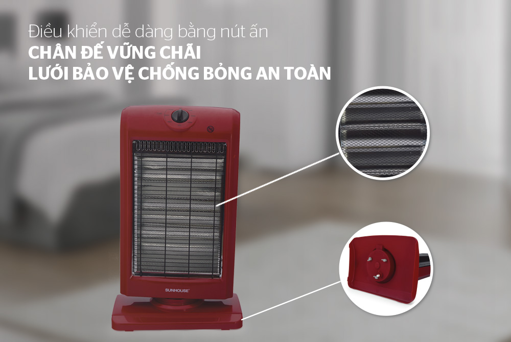 Đèn sưởi điện 3 bóng halogen Sunhouse SHD7016 - Có ảnh thật