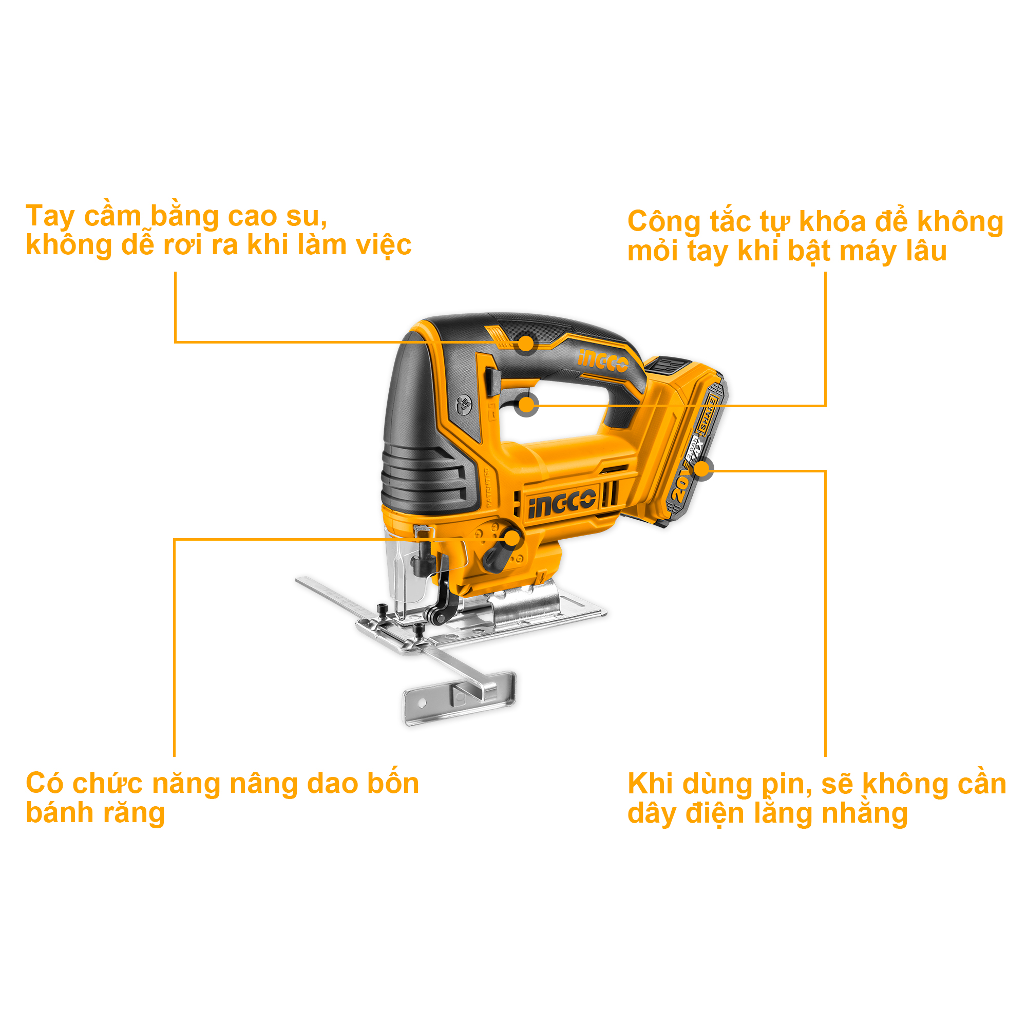 Máy cưa lọng dùng pin 20V INGCO CJSLI8501 (không kèm pin và sạc)
