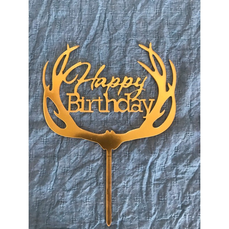 [HCM] [Que Cắm Trang Trí] Topper Happy Birthday Hươu
