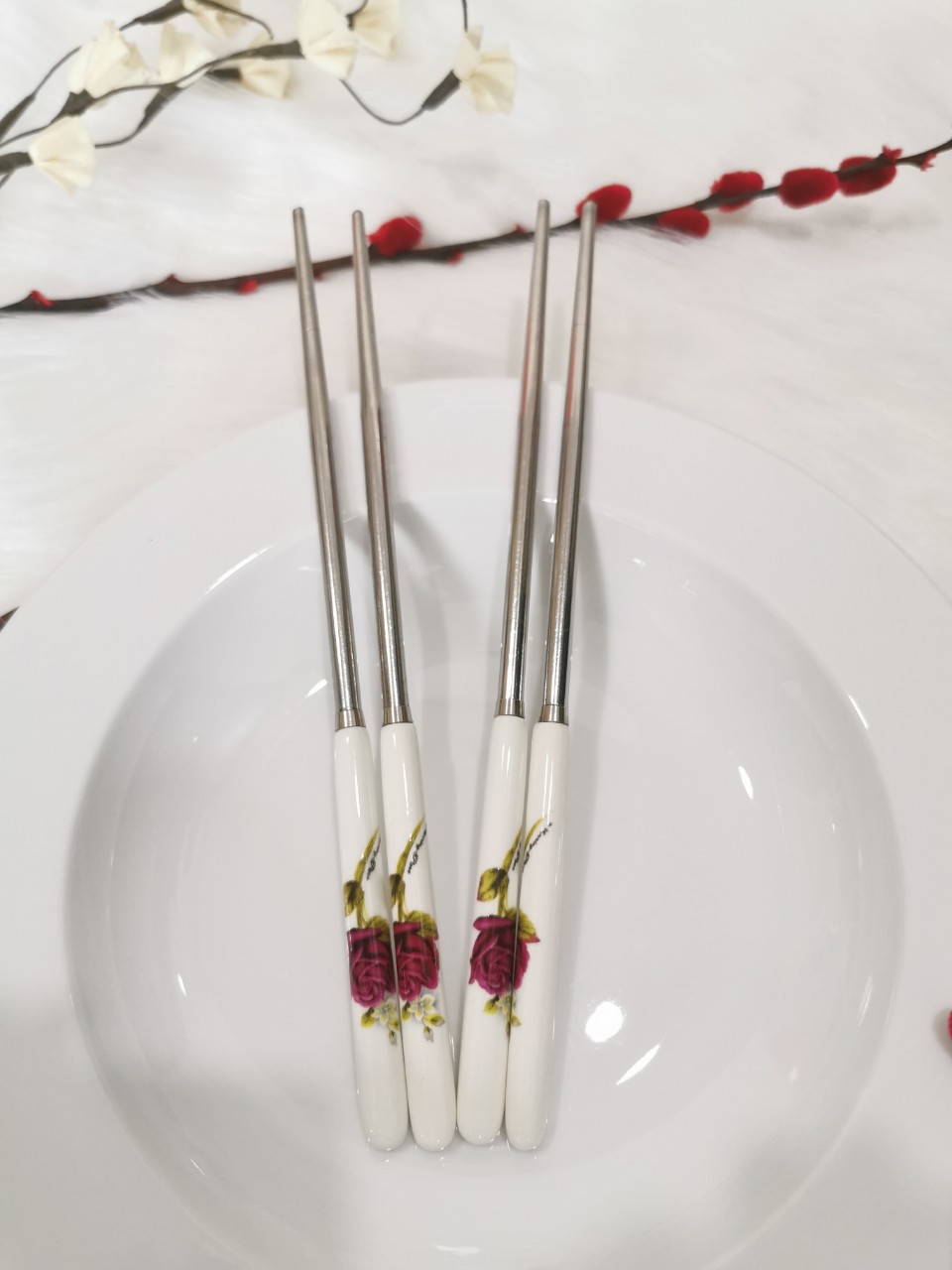 SET 2 BỘ ĐŨA ĂN INOX CÁN SỨ HÀN QUỐC