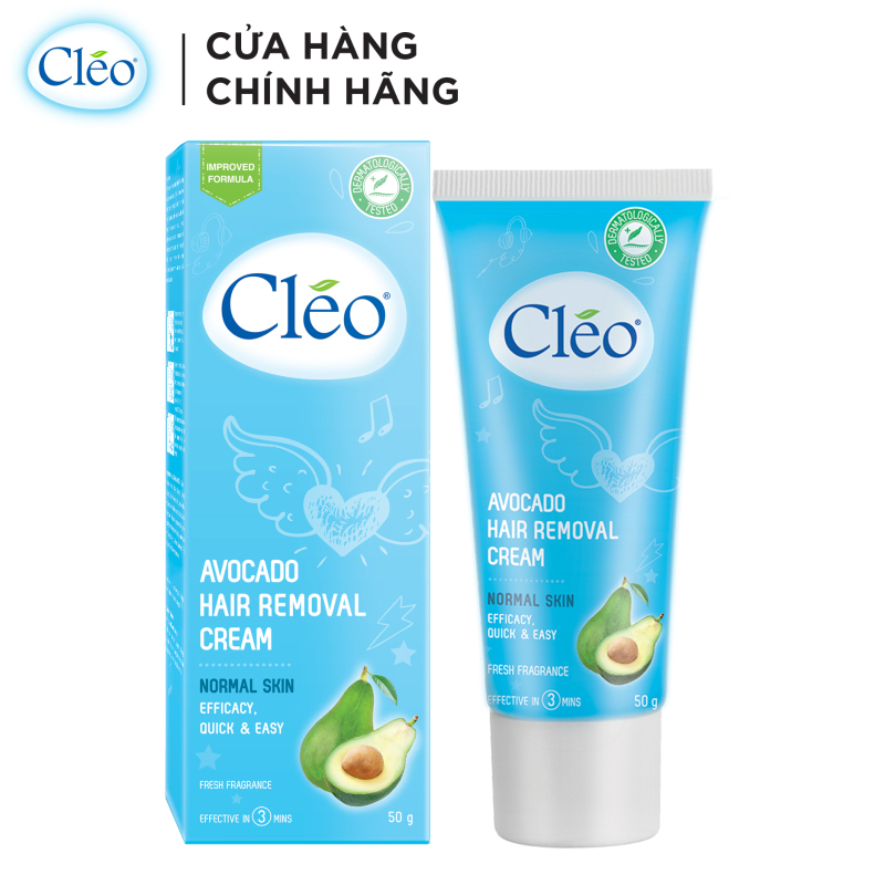 Kem tẩy lông cho da thường Cleo Avocado Hair Removal Cream Normal Skin 50g, an toàn, không đau và đạt hiệu quả nhanh chóng