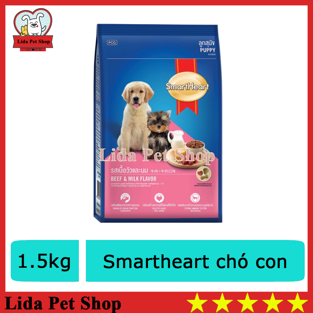 HN- Gói 1,5kg Thức ăn  dạng hạt cao cấp SmartHeart Puppy (dành cho chó dưới 1 năm tuổi)  (215c)-HP10315TC