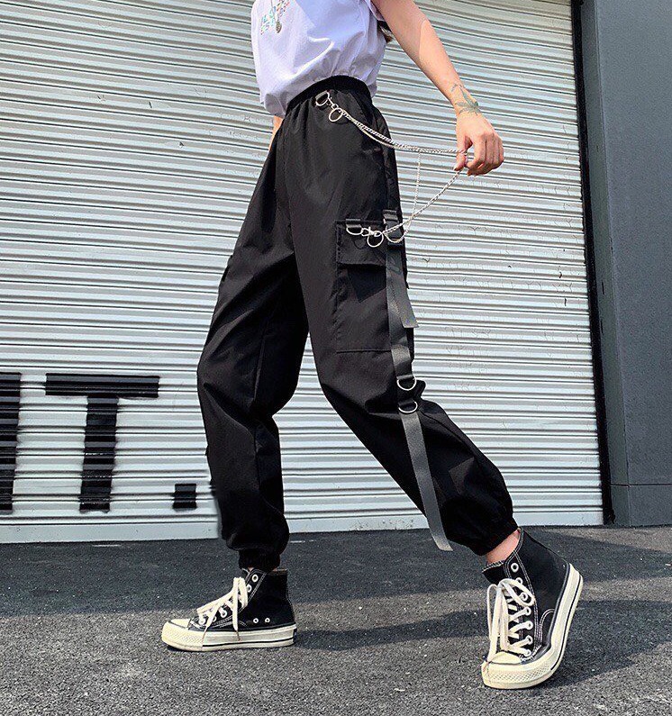 Quần Kaki Xích Phối Dây Kiểu Dáng Jogger Ống Suông Trẻ Trung Cá Tính/ Quần Jogger Nam Nữ Dáng Rộng Unisex Siêu Hàn Quốc D4