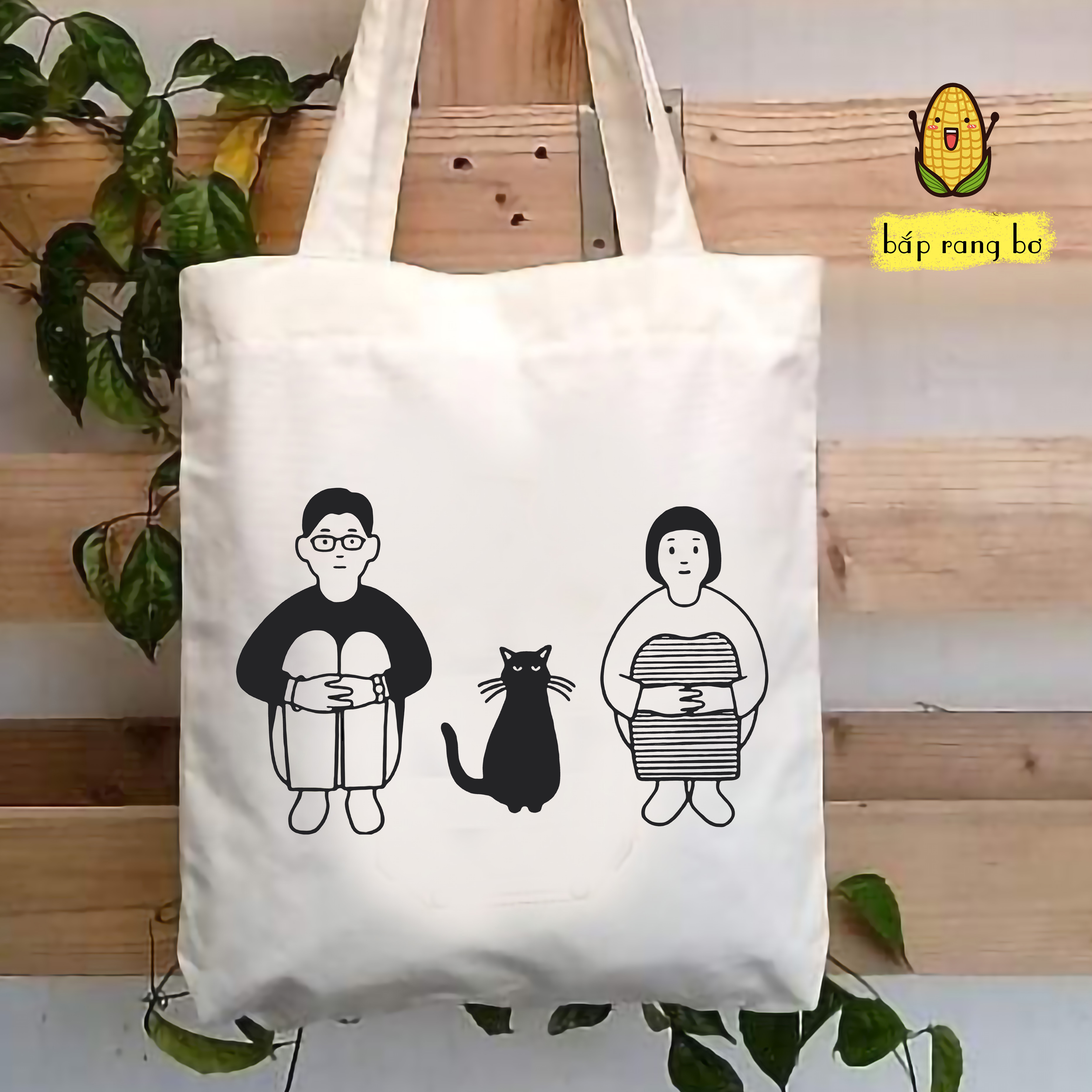TÚI TOTE VUÔNG TRẮNG ĐEN (CÓ KHÓA) - VẢI CANVAS