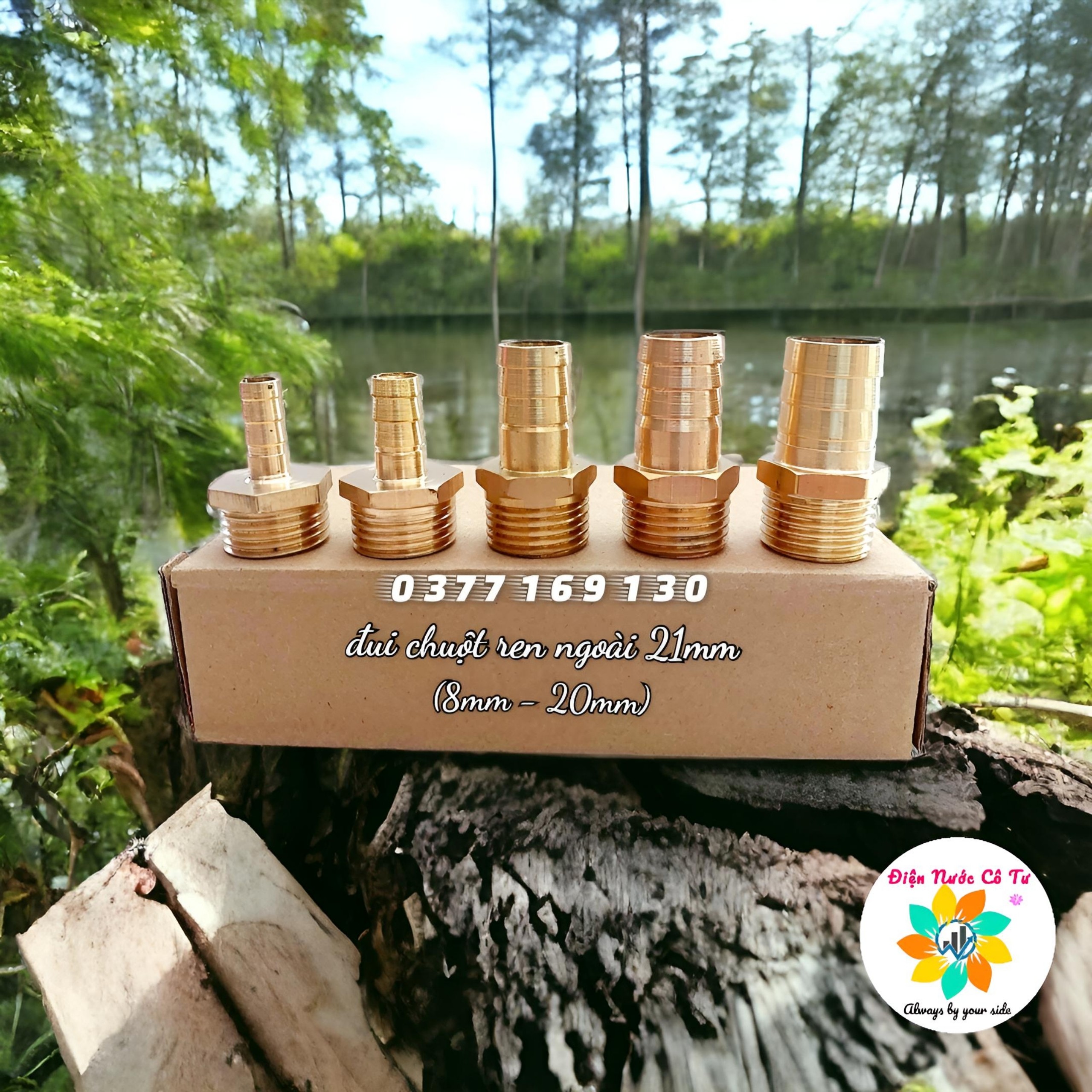 Nối thau đuôi chuột ren ngoài 21mm