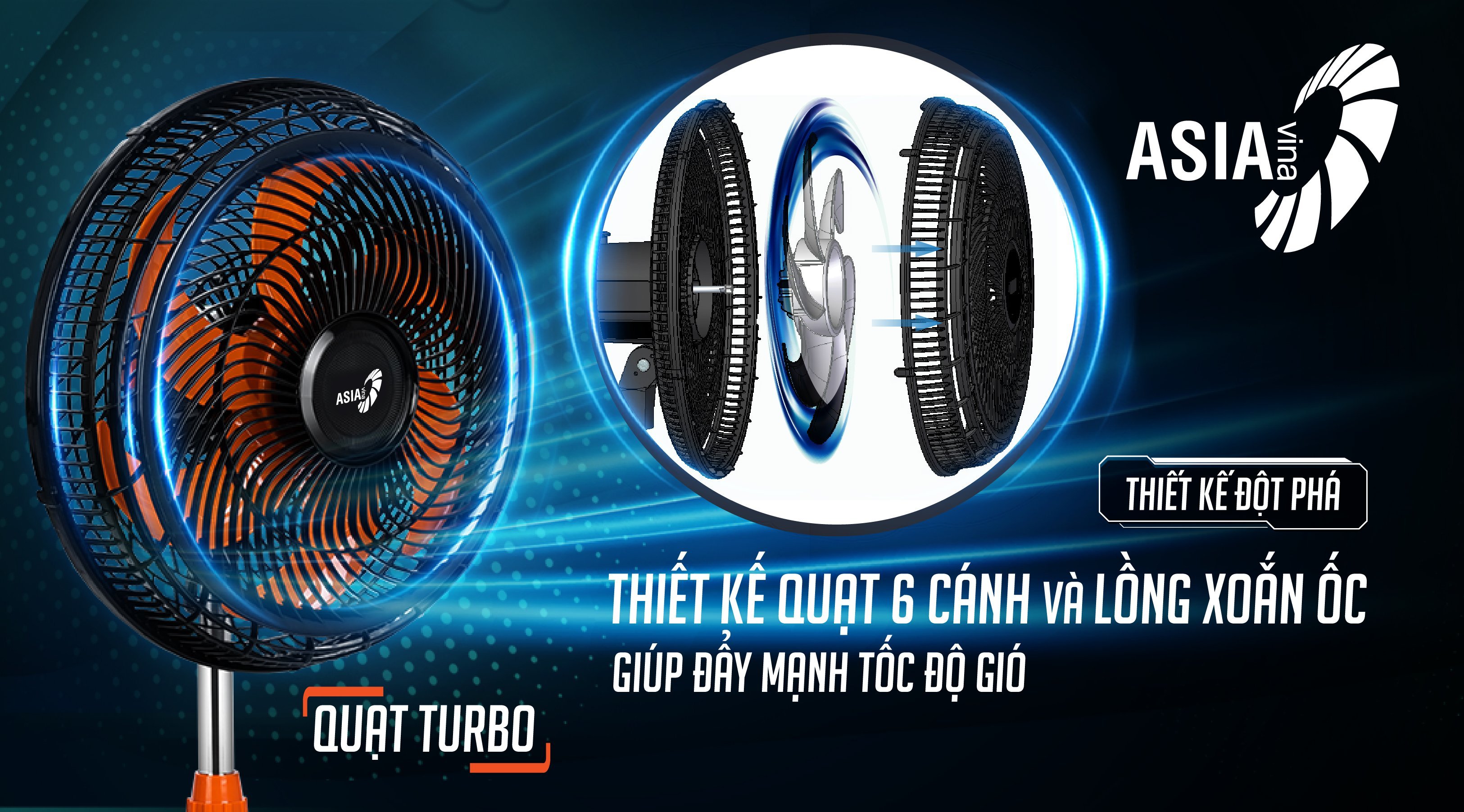 Quạt lửng Asia Turbo ATB1601 ( Bảo hành chính hãng)