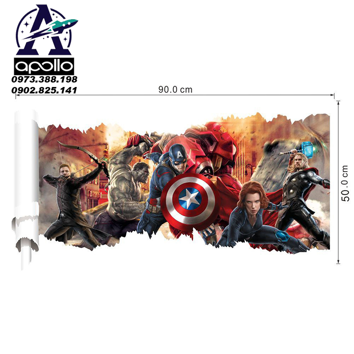 Giấy dán 3D biệt đội  siêu anh hùng AVENGERS