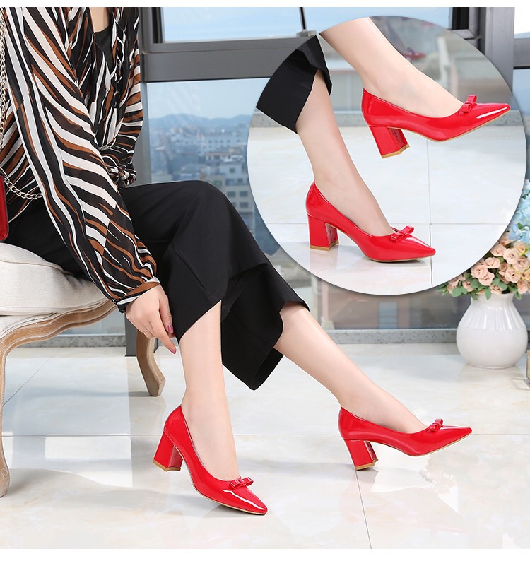 Giày cao gót 5 phân đính nơ xinh có big size 41 42 43 Ms 700