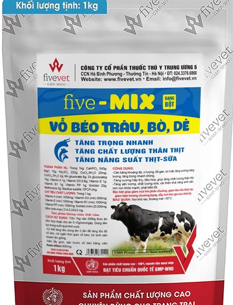 Five-Mix  1kg ( Vỗ béo Trâu, Bò, Dê)