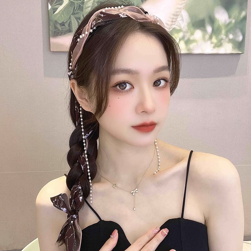 Dây Cột Tóc Đính Ngọc Trai Phong Cách Hàn Quốc