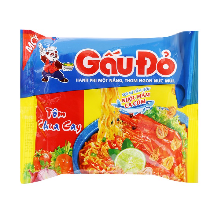Thùng 30 gói mì Gấu Đỏ tôm chua cay 63g