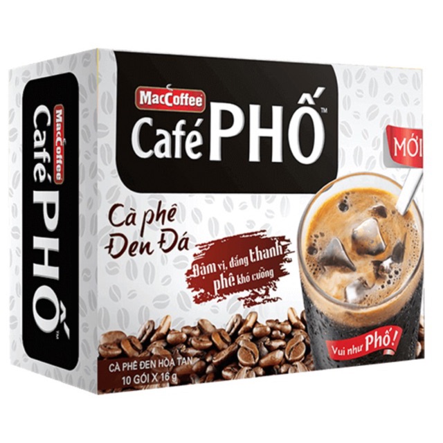 {COMBO - 10 Hộp đen đá tặng tông }-Cà phê đen đá MacCoffee Café Phố 160g (10 gói x 16g)