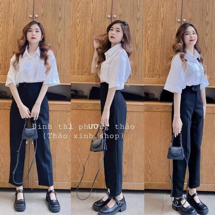 ÁO SƠ MI TRẮNG ĐI HỌC NỮ , FORM RỘNG FREESIZE