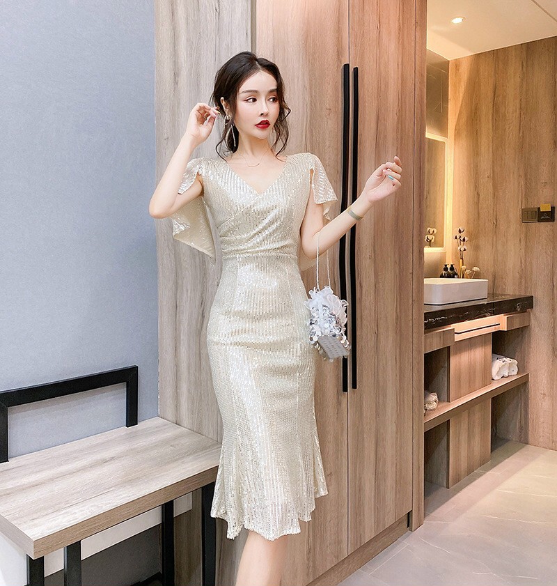 Đầm Ôm Kim Sa Dự Tiệc Đuôi Cá Size M
