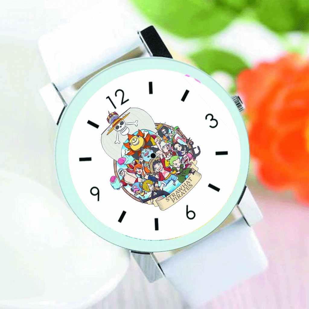 Đồng hồ đeo tay nam nữ in hình One Piece anime chibi phụ kiện thời trang