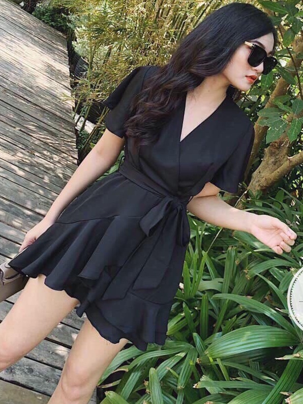 ĐẦM chéo ngực eo thắt nơ dễ thương ST3