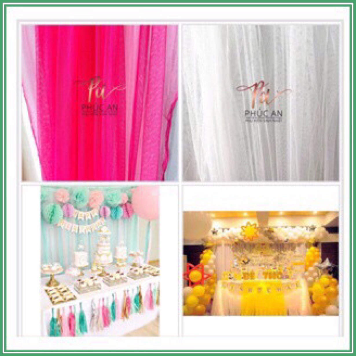 Rèm voan lưới 1.7m x 2m decor background sinh nhật meeting