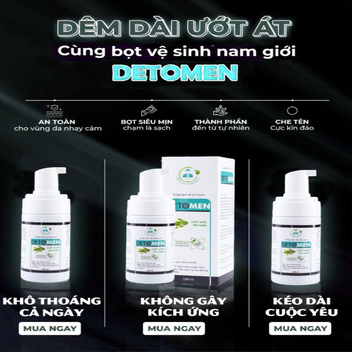 Bọt Vệ Sinh Nam Giới Detomen Dung Dịch Tạo Bọt 100ML