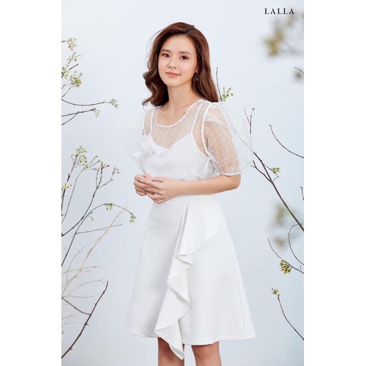 LALLA - Chân váy Vaxo chữ A có bèo xéo nữ