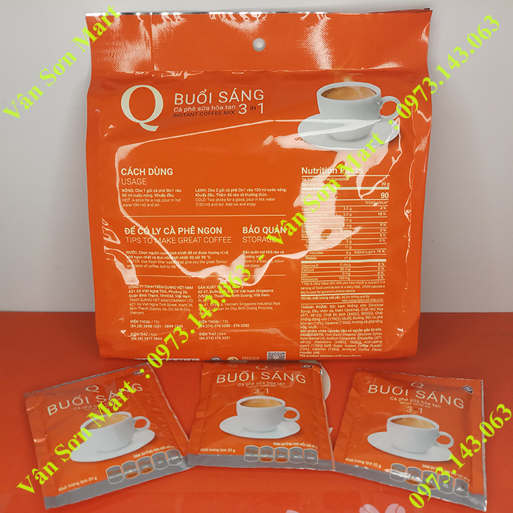 Cà phê sữa Buổi Sáng Trần Quang bịch 480g (24 gói vuông x 20g)
