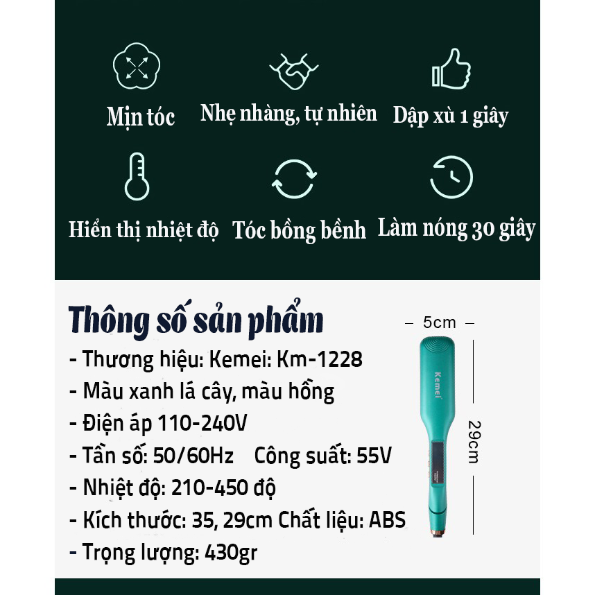 Máy Bấm Tóc Dập Xù Bấm Phồng Chân Tóc,Máy Bấm Tóc Chuyên Nghiệp KM- 1228 Bản Hot 2023 Không Lộ Mối Dập ,Tự Tạo Kiểu Tóc Ở Nhà Dễ Dàng