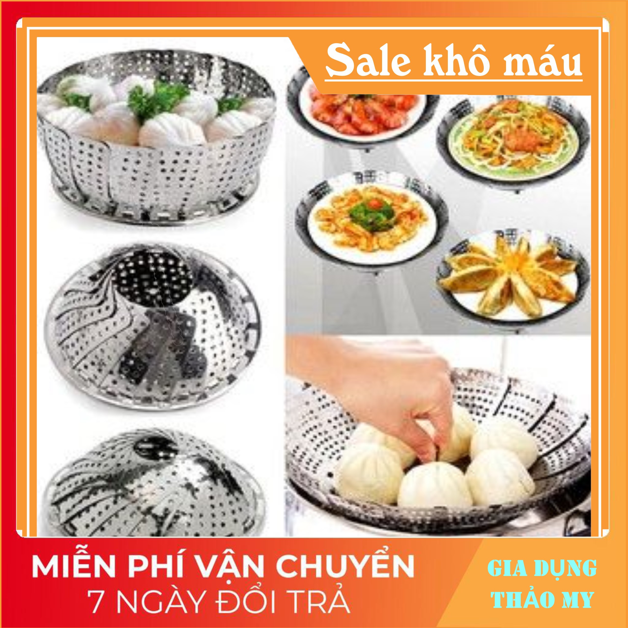 Vỉ hấp inox xòe, gấp gọn đa năng