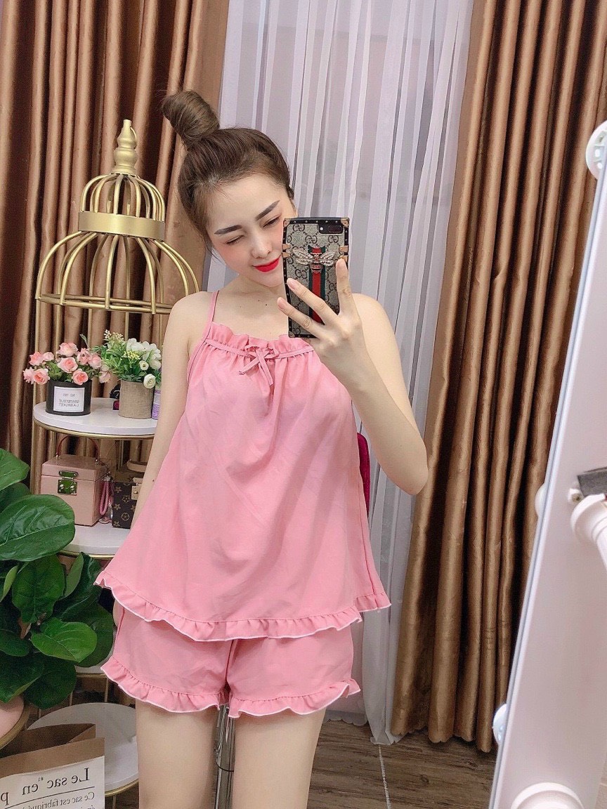 set bộ đồ tiểu thư mặc nha chất satin lụa mặc bao mát TNM