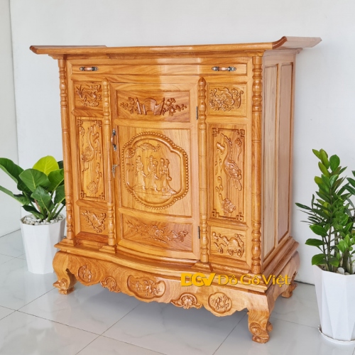 [Trả góp 0%] TỦ THỜ GỖ GÕ ĐỎ DÀI 1M53 CAO 1M25 NGANG 63cm CỬA CONG