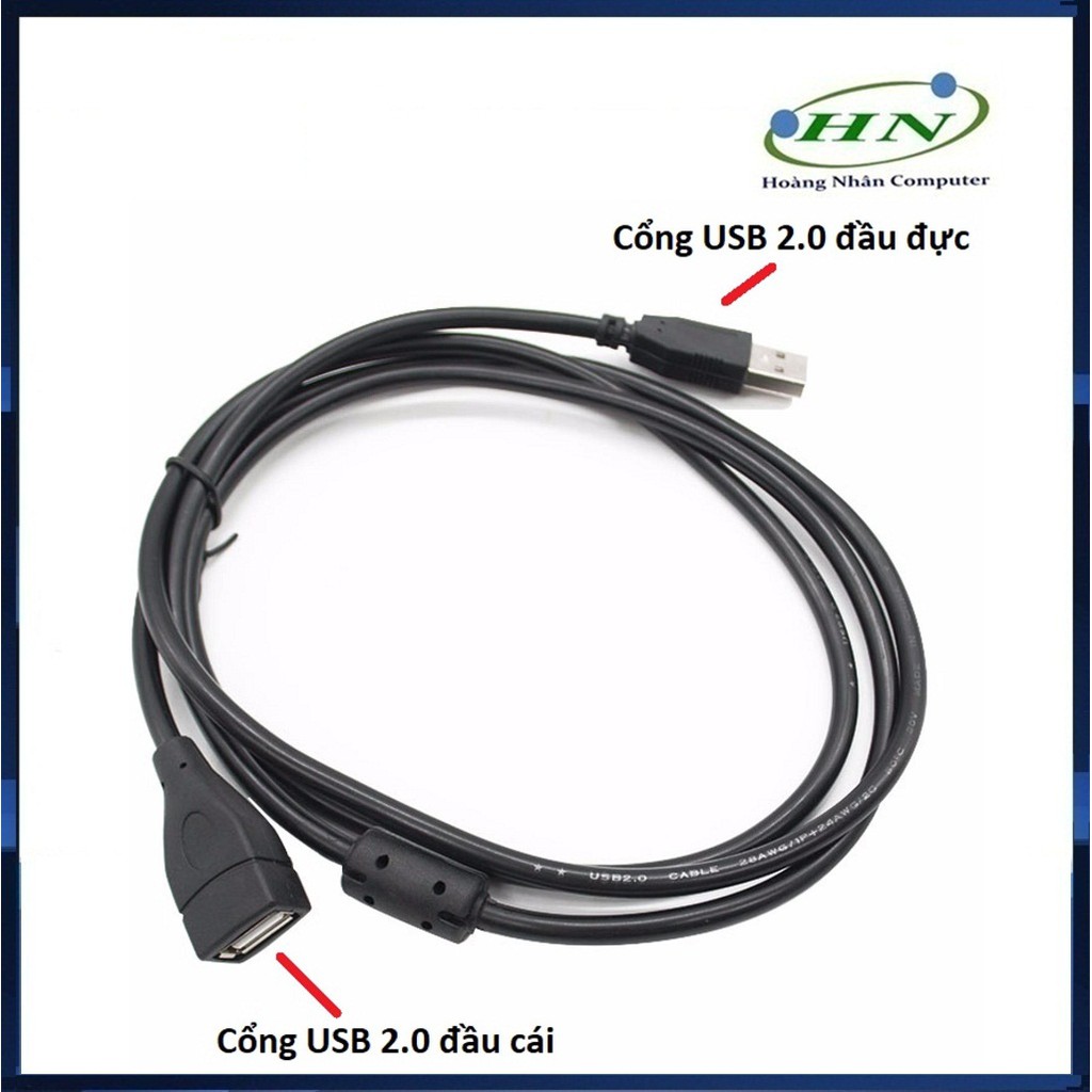 Cáp usb nối dài 1.5m- 1 đầu âm 1 đầu dương