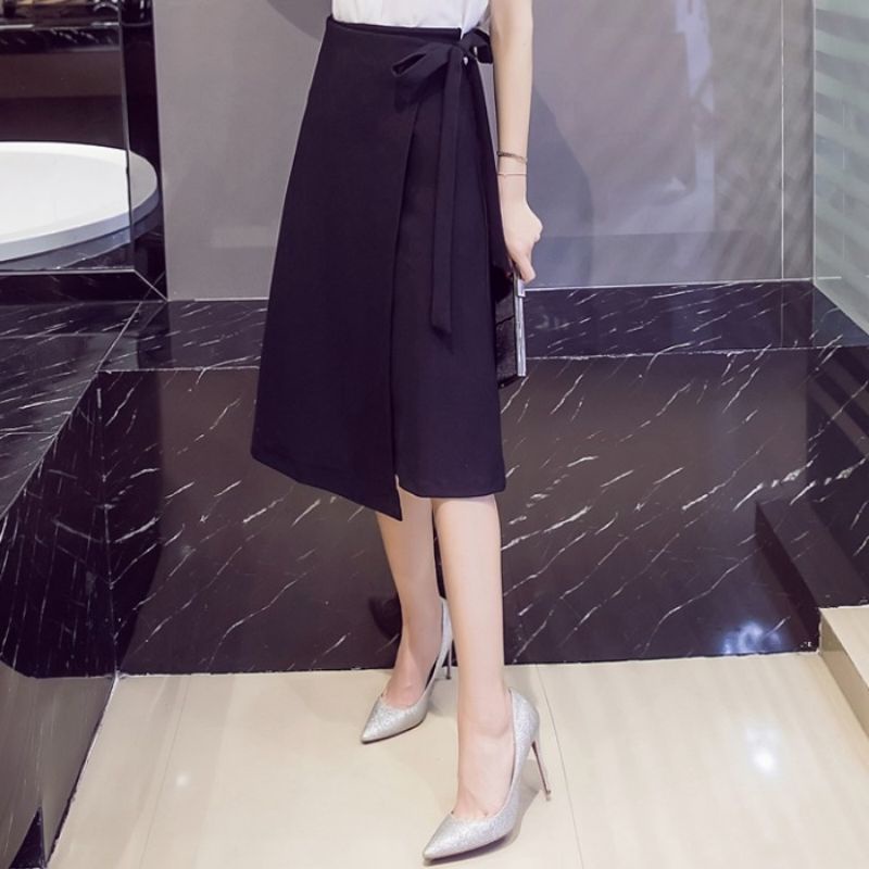 (BIG SIZE) chân váy dài đắp tà phối nơ C106