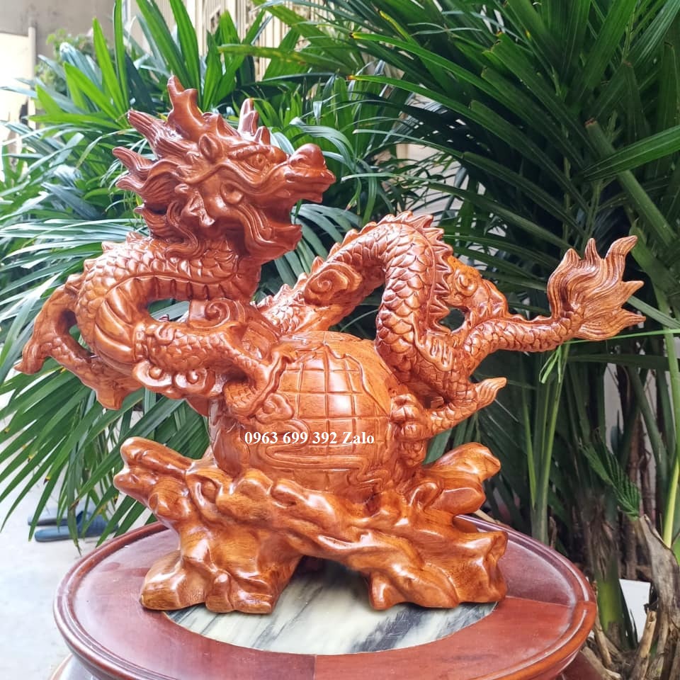 Tượng con rồng gỗ ngọc am đỏ thơm ngang 20 rộng 7 cao 13 cm