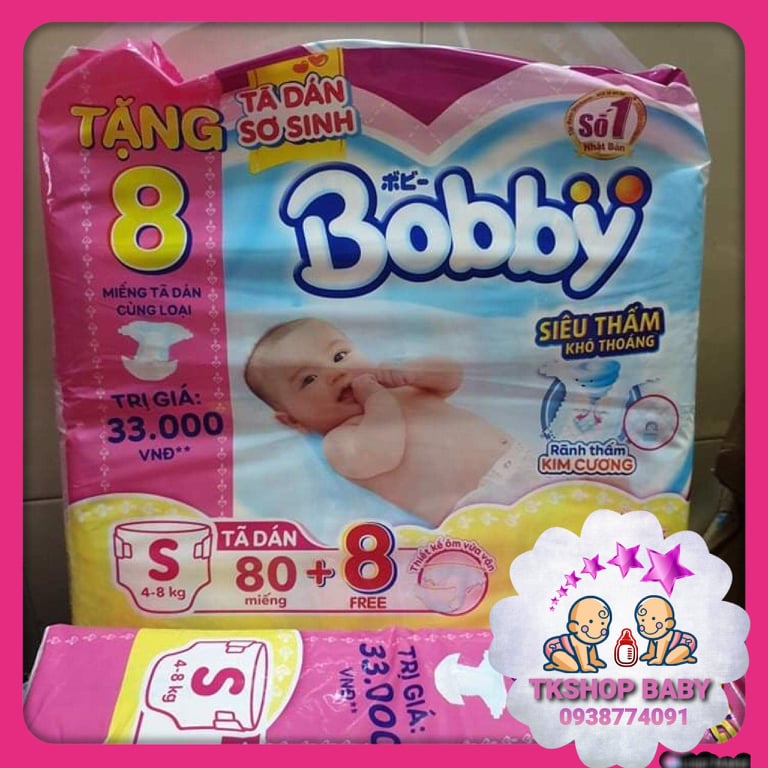 [HCM]**TẶNG THÊM 8 MIẾNG**TÃ DÁN SƠ SINH BOBBY SIÊU THOÁNG SIZE S80+8 MIẾNG