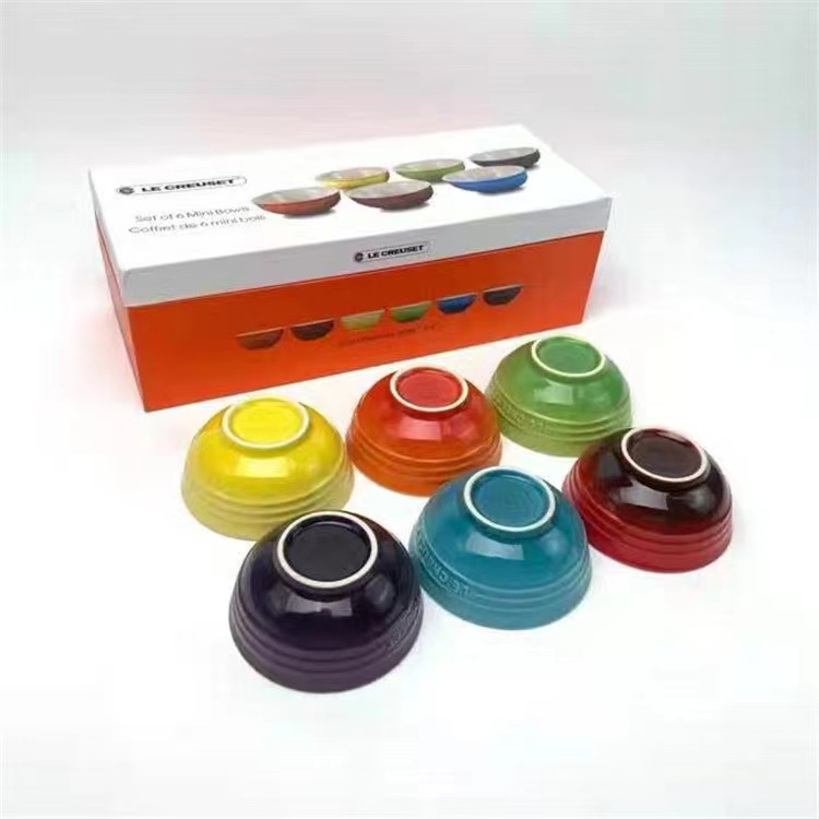 Bộ chén Sứ Cầu Vồng Le Creuset Bowl 10,5cm gift set 6 cái 180ml 6oz - Le Creuset Mini Bowl 6 Color Rainbow 6 Pieces set