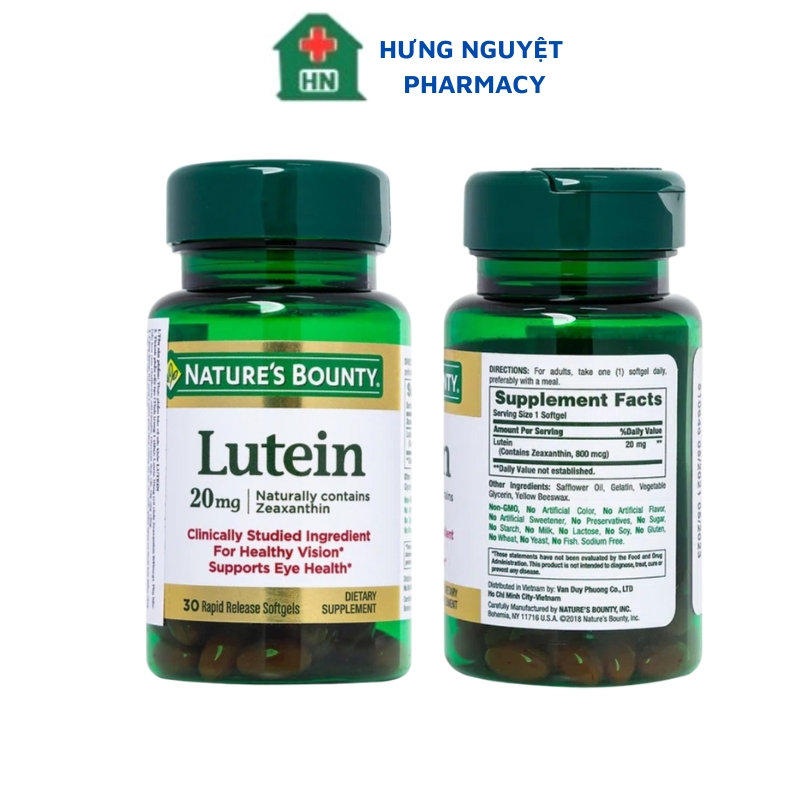 Lutein nature’s bounty 20mg bổ mắt tăng cường thị lực lọ 30 viên