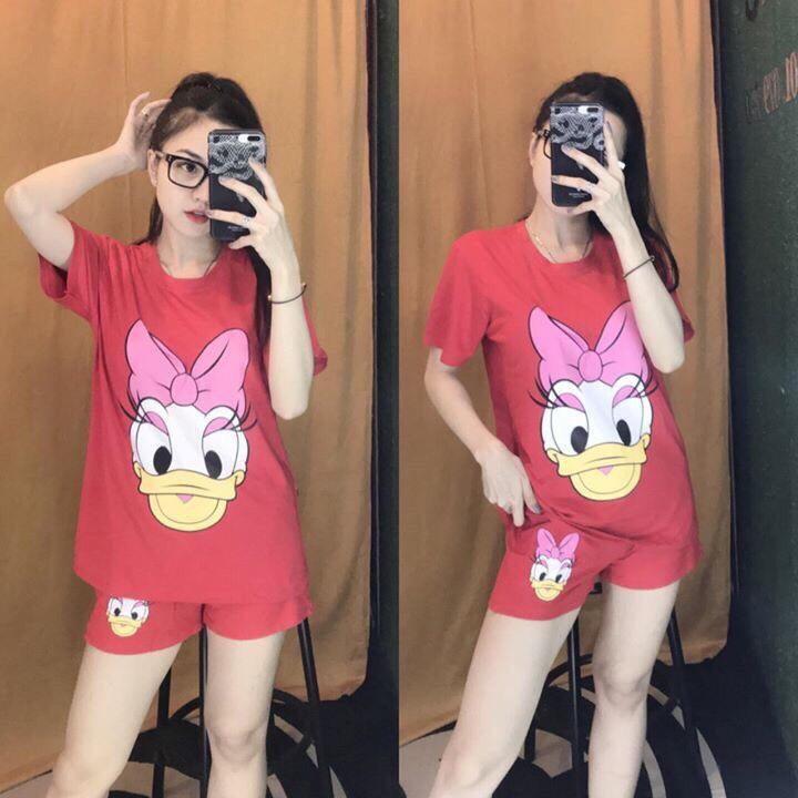 bộ đồ đùi chất coton in hình vịt dễ thương