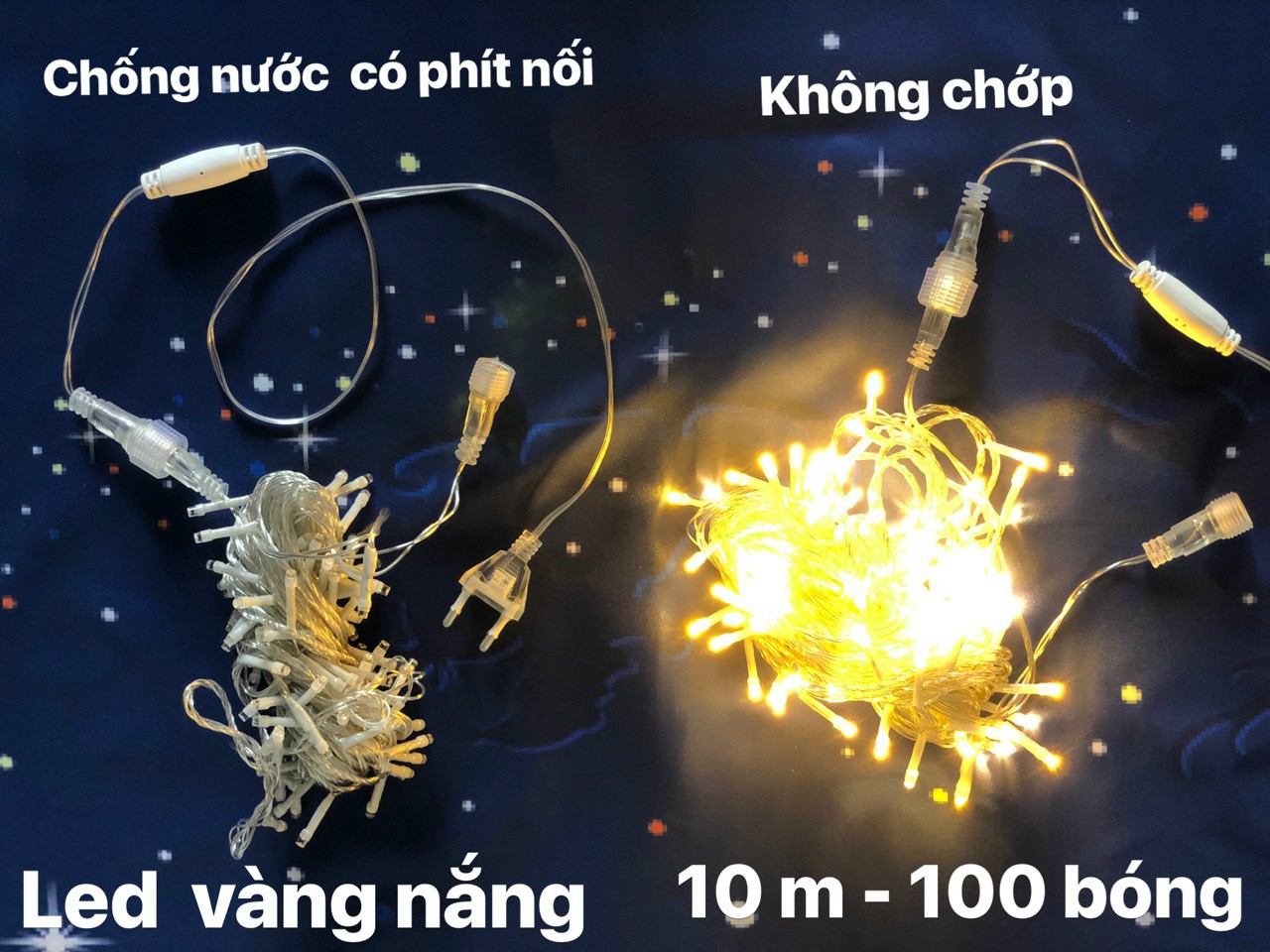 Dây Đèn Led Bi Bọt Vàng Nắng 10M 52 bóng