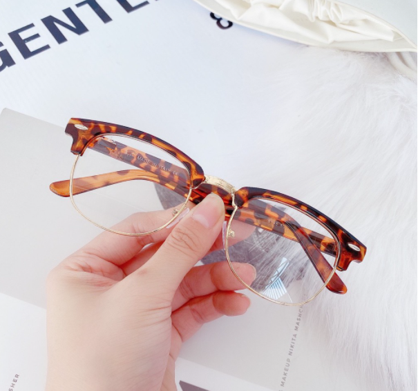 [HCM]Kính nữa gọng nam nữ da beo phong cách thời trang cá tính