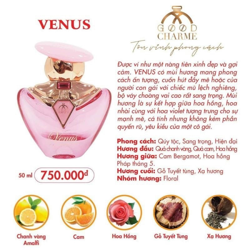 Nước hoa nữ venus 50ml - chiết 10ml goodchame