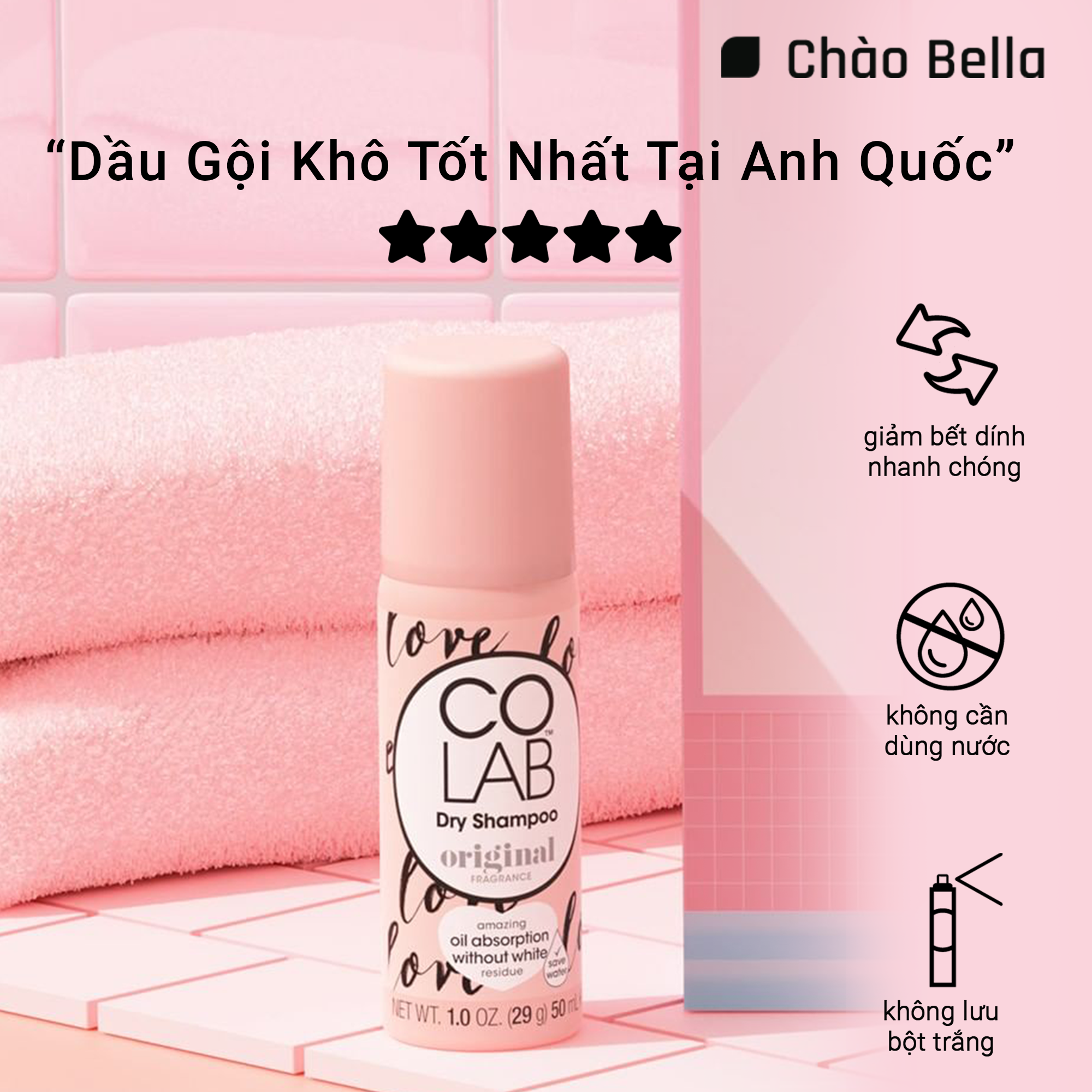 [Colab] Combo 2 Chai Dầu Gội Khô Colab mùi Original 50ml/chai