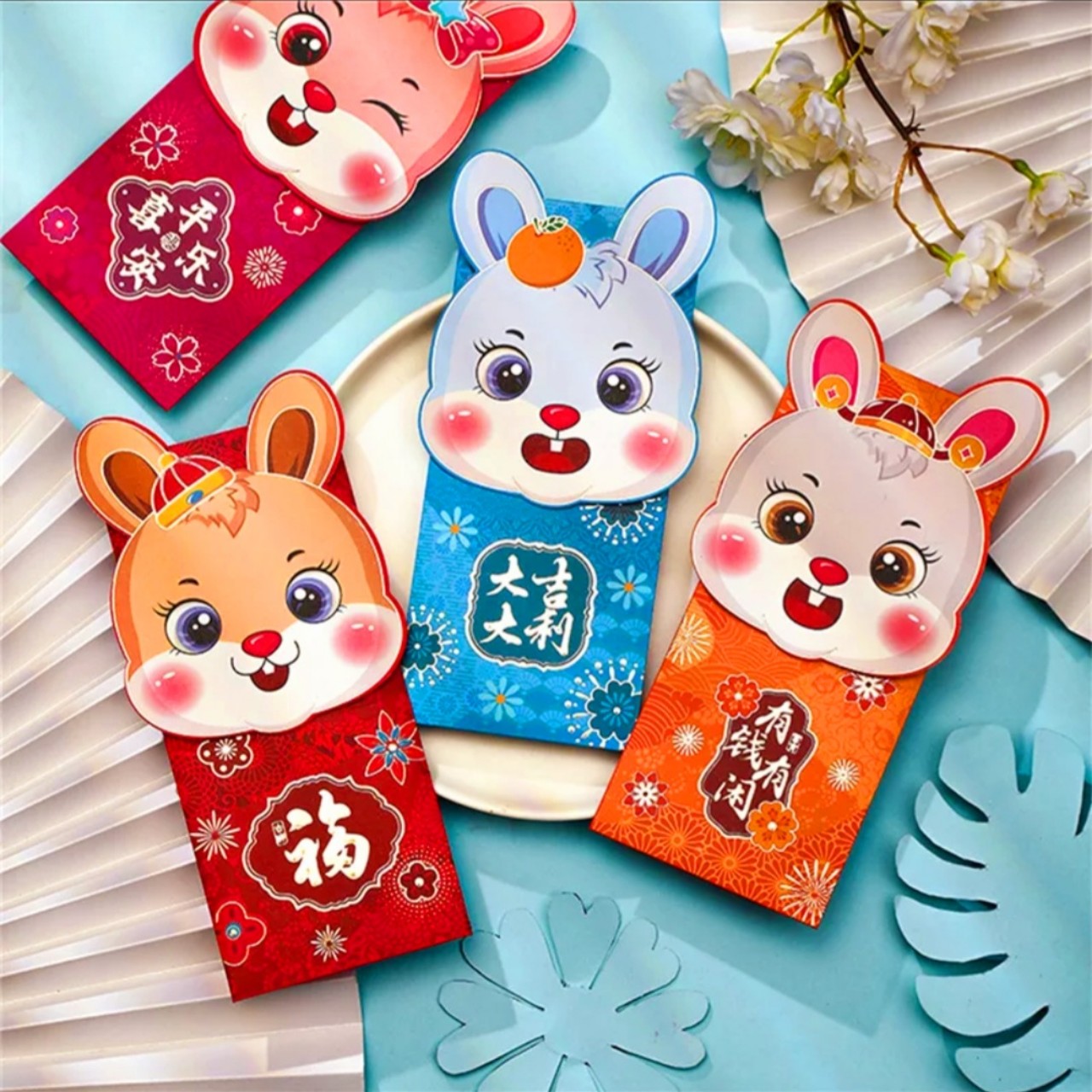 [GÓC DECOR] SET 4 BAO LÌ XÌ THỎ CHIBI CUTE