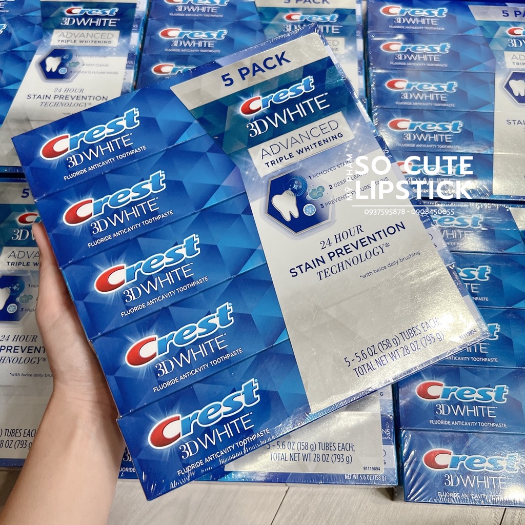 Kem đánh răng CREST 3D White Advanced Triple Whitening 158g
