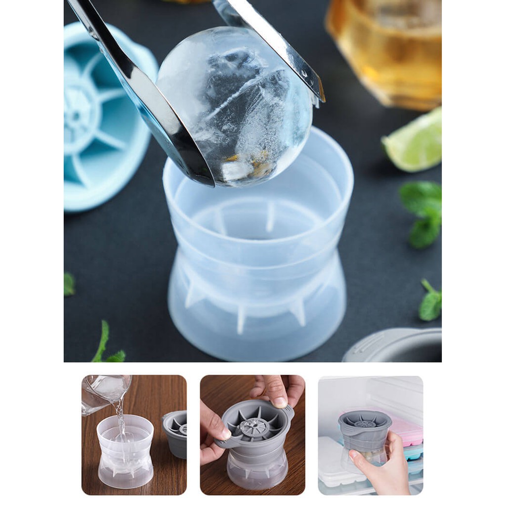 Khuôn Làm Đá Viên Tròn 6cm Tan Chậm Tiện Lợi (Dùng uống sâm panh, Đồ uống có ga ....)