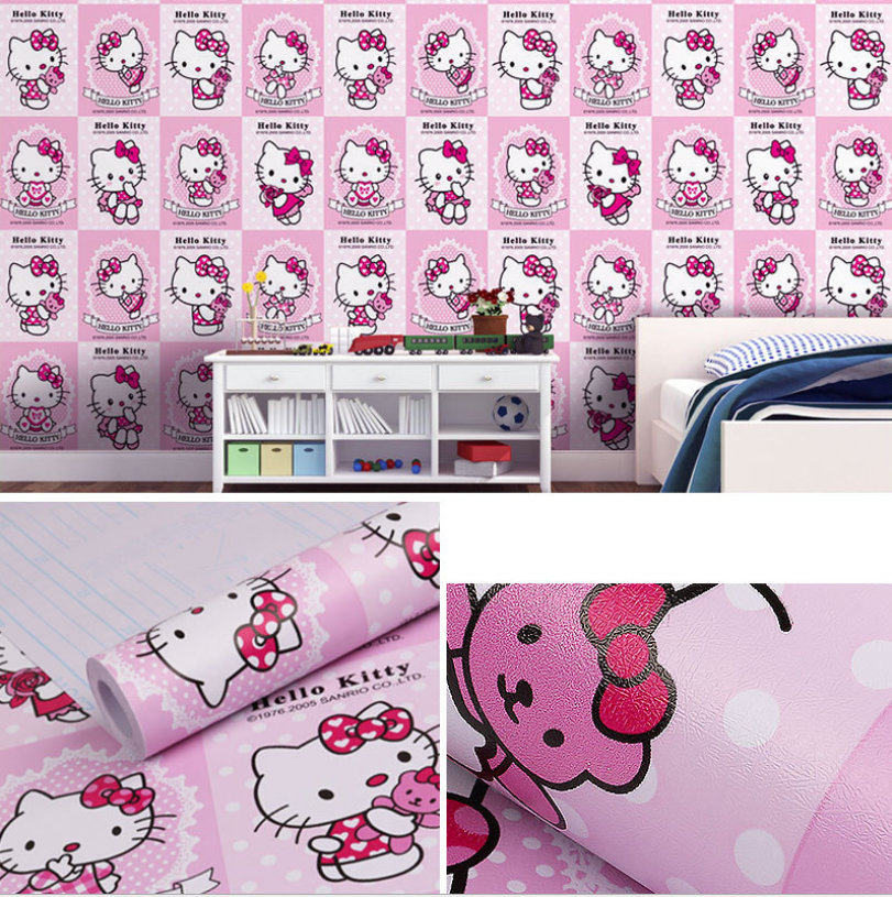 CUỘN 5M X 0.45M DECAL GIẤY DÁN TƯỜNG BST KITTY KEO SẴN BÓC DÁN A072
