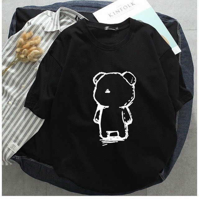 Aó thun tay lỡ hình KHUNG XƯƠNG CON GẤU phong cách hàn quốc siêu xinh form rộng frieesize từ 40-70kg