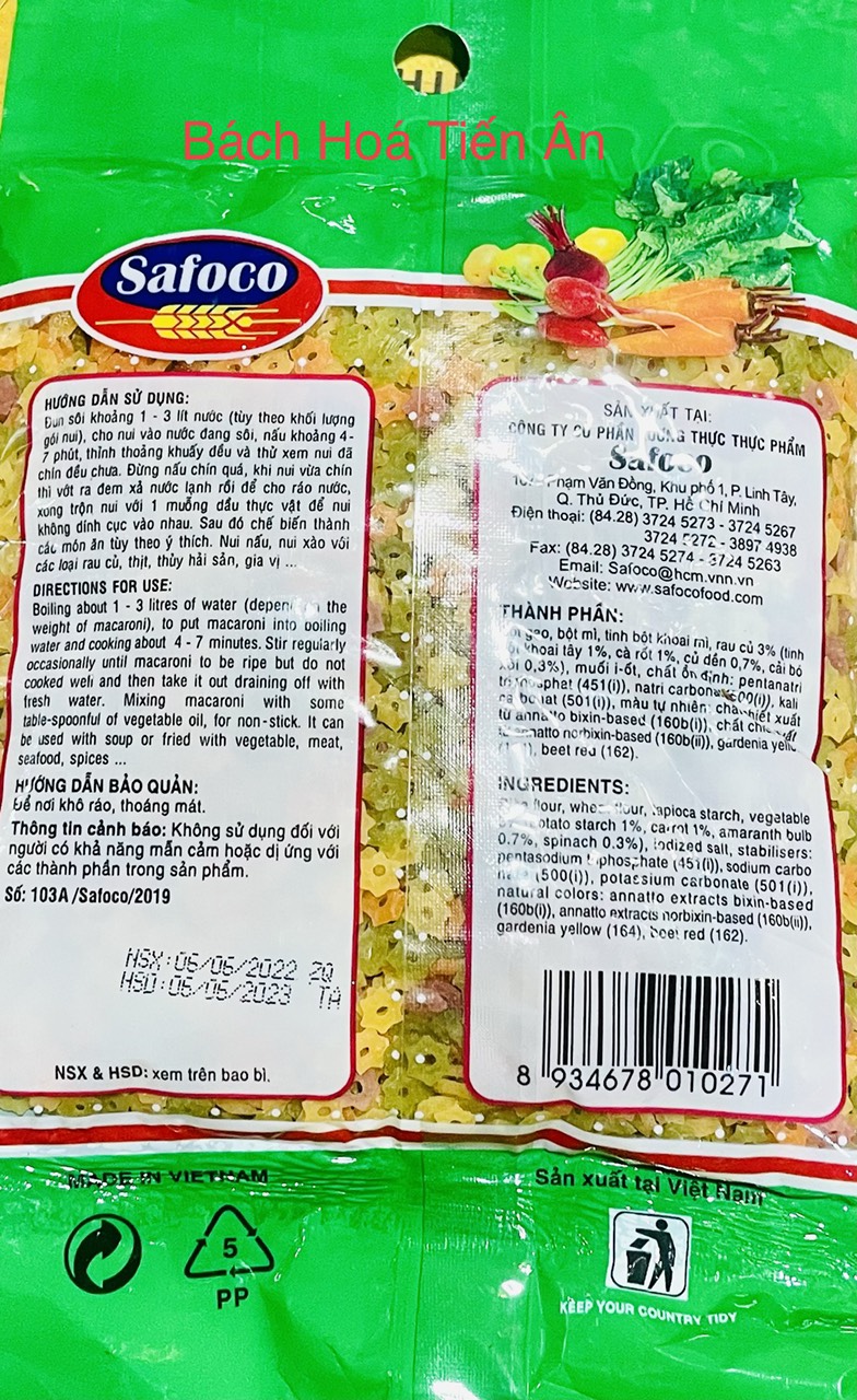 Nui Rau Củ Safoco Macaroni 200g